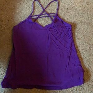 Love this purple Fabletics tank with double strap front and cross cross back
